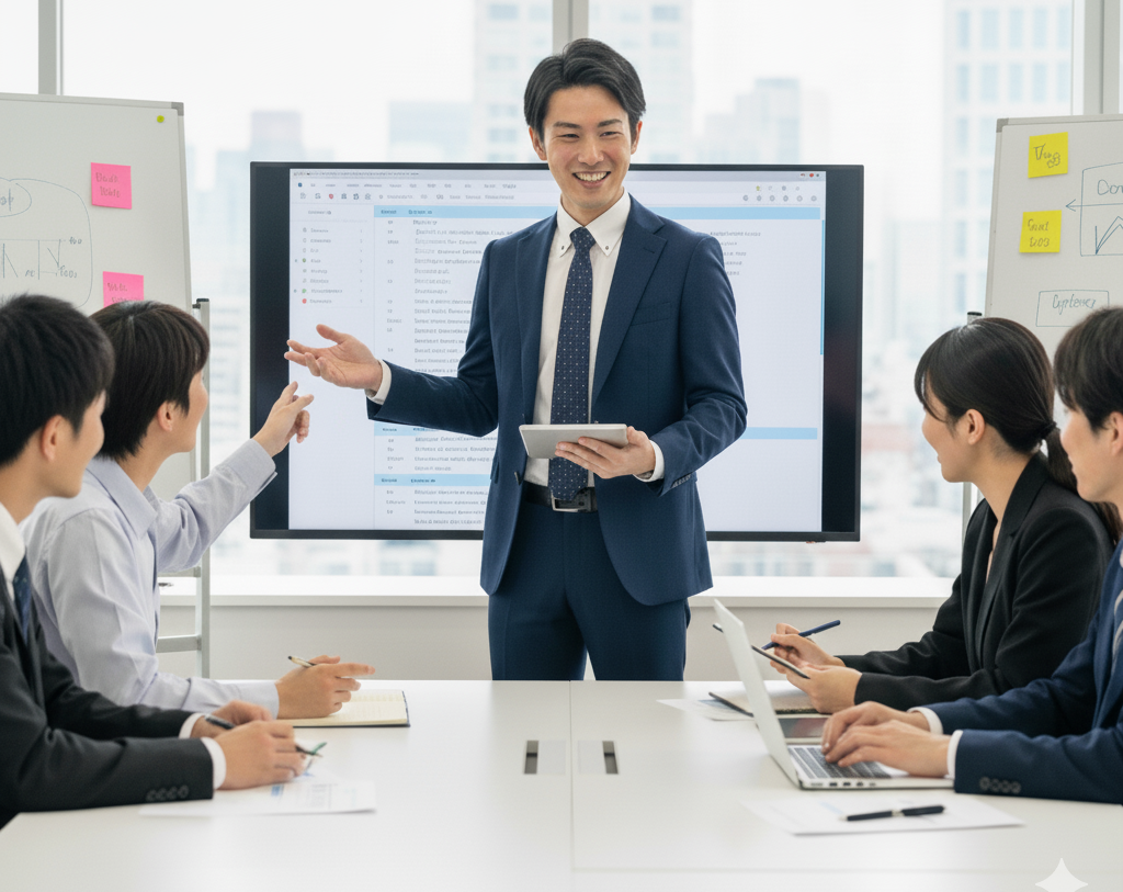 オフィスで協力してプロジェクトに取り組むプロフェッショナルなチームの画像